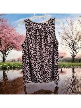 Forever 21 Sleeveless Floral Blouse Womens Large Multicolored Abstract Pleated